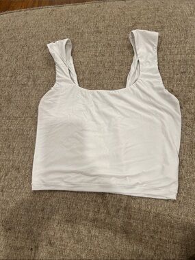 aerie smoothez White Scoop Crop Tank